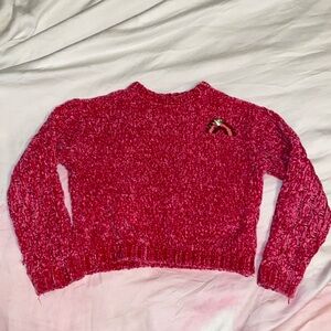 1755 Girls Knitted Sweater Pink Size Medium Used